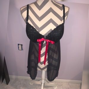 Black & pink with sparkles Babydoll lingerie